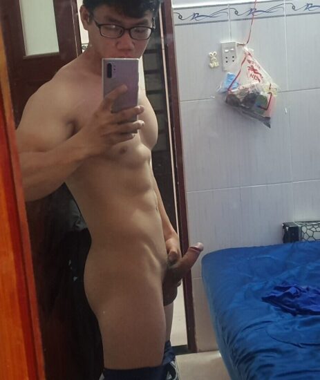 Hard cock in the mirror