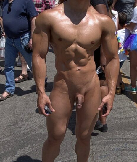 Muscular nude Asian boy