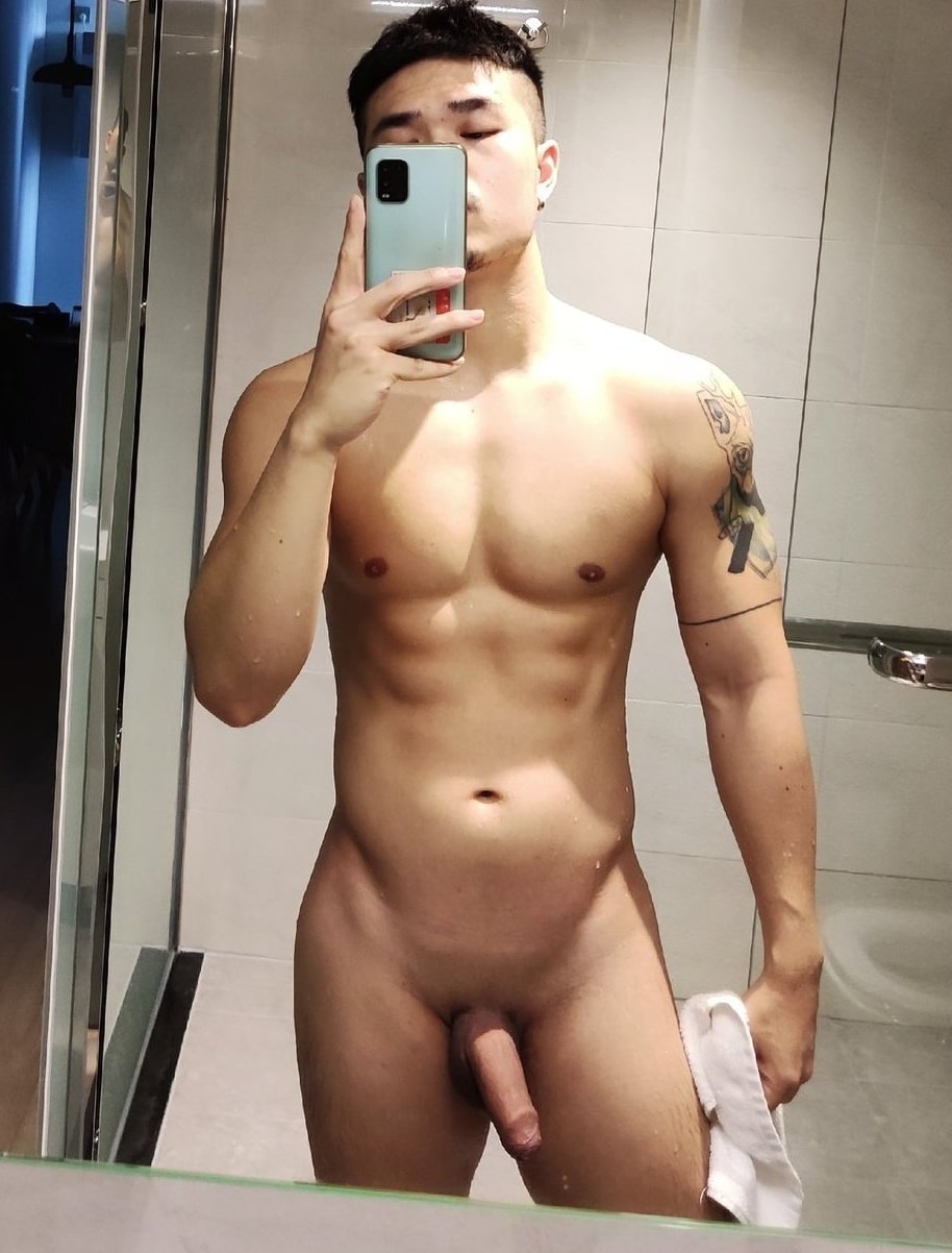 Smooth shaved Asian cock